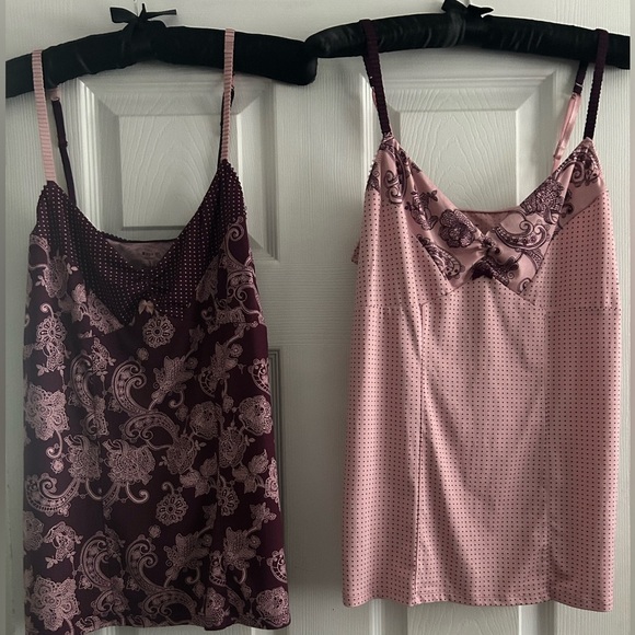 Apt. 9 Other - Apt. 9 Intimates Pair of Coquette Paisley Polka Dot Sleep Wear Tops with Bows LG
